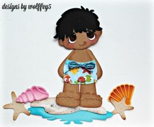 ELITE4U BOY BEACH Premade paper piecing scrapbook diecut piece album page 3D