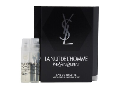 YSL YVES SAINT LAURENT LA NUIT DE L'HOMME EDT 1.2ml .04fl oz x 2 COLOGNE SAMPLES