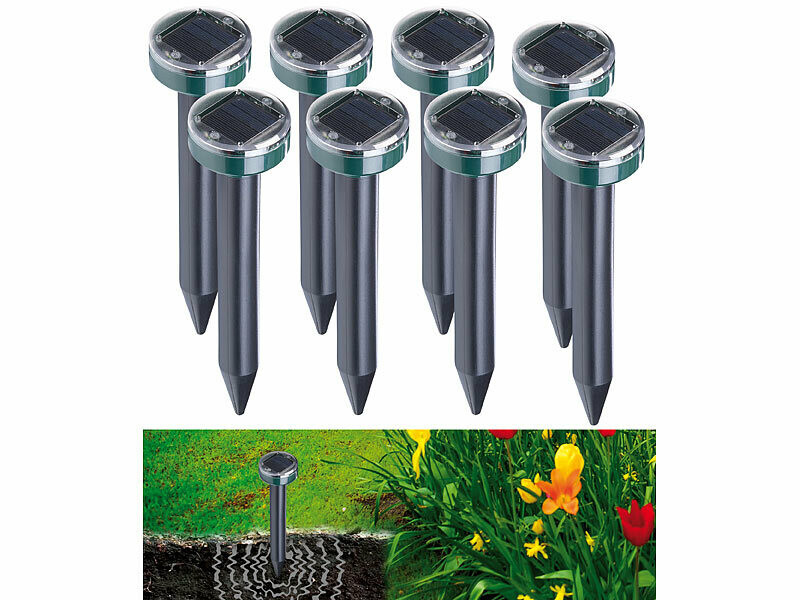 Chasse-taupe solaire Royal Gardineer lot de 8 pour éliminer les nuisibles du jardin