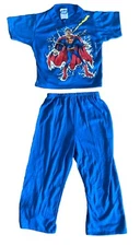 VTG 1990 Superman Size 5 Long Sleeve Shirt Blue Pajamas Pants Outfit PCA Apparel