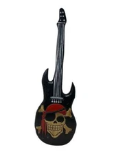Pirate Skull and Crossbones Wooden Guitar Indonesian Handcrafted Nautical Décor