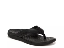 Vionic Tide II Black Smooth Leather Men's Sandal Flip Flop US sizes 7-14 NEW!!!