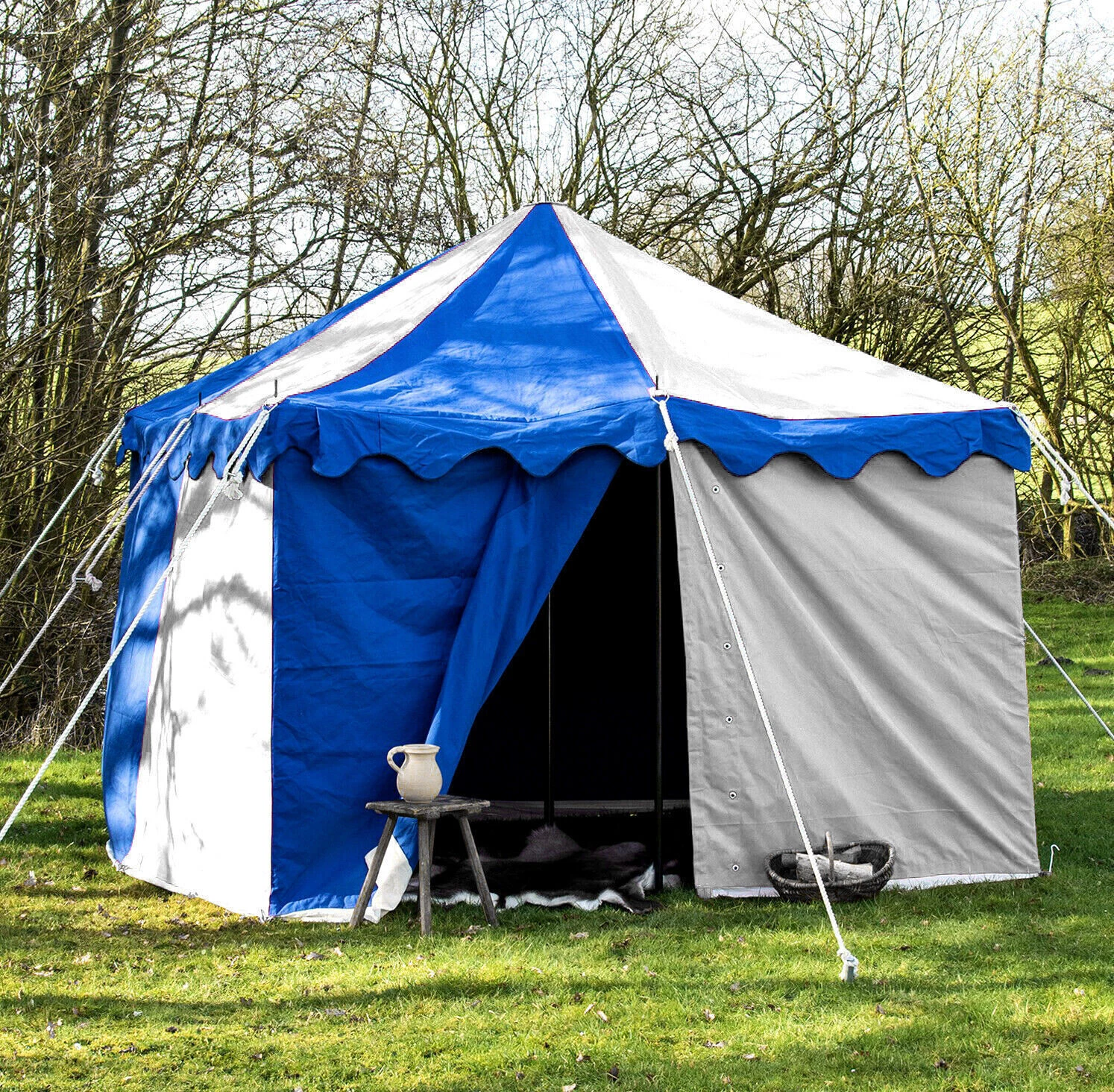 Camping Tent Medieval Knight Harold square Blue- White Water proof Tent 3X3 M