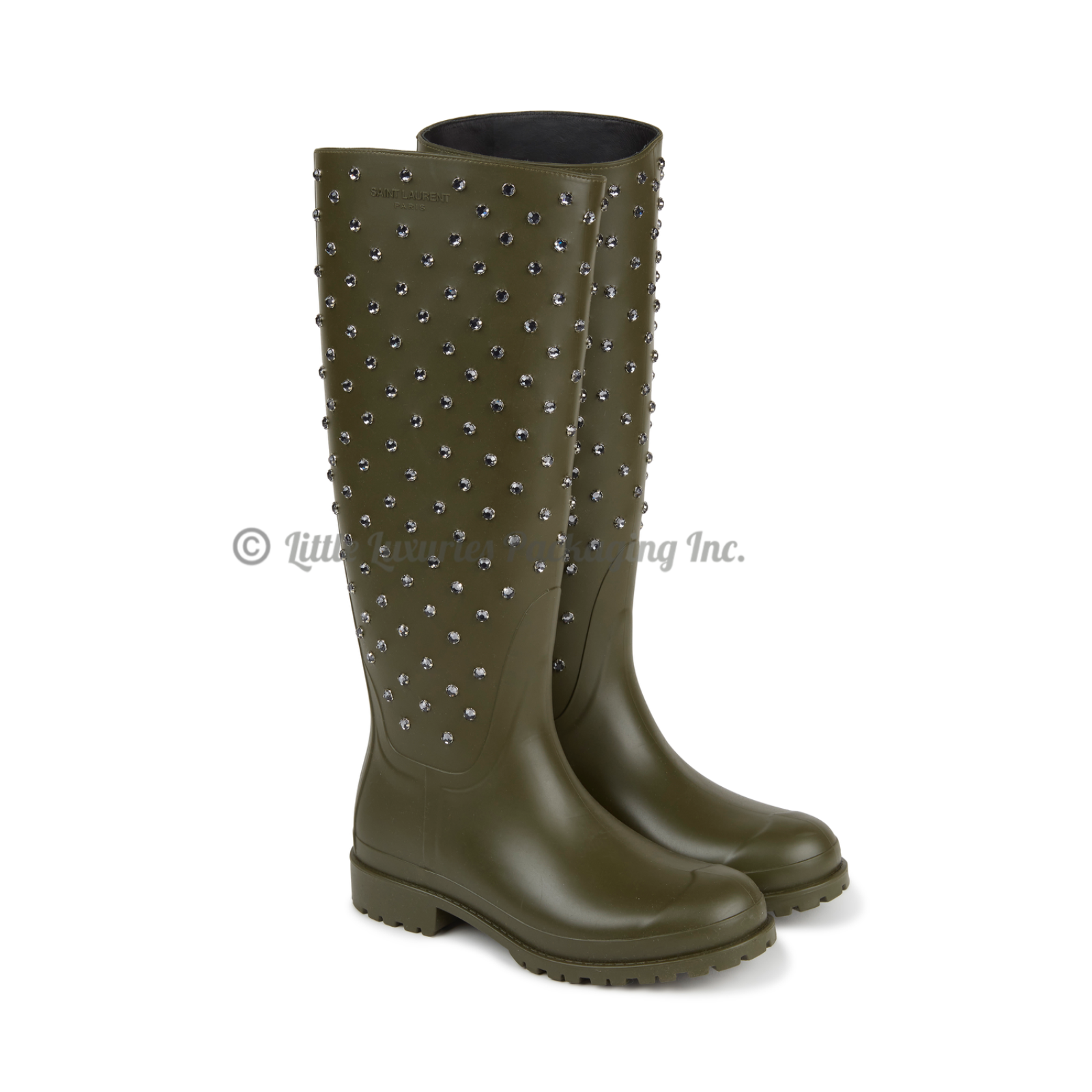 Stivali da pioggia NUOVI IN SCATOLA autentici Saint Laurent Festival 25 verde cristallo