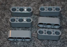 (6) 1x3 Dark Gray Thick Oval Lifter Beam w/ 3 Holes Bricks ~ New Lego Parts ~