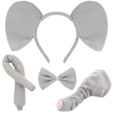 4 Pcs Elephant Costume Set Elephant Ears Headband Elephant Nose Tail and Bow