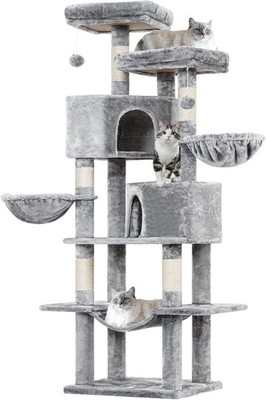 Katzenkratzbaum 180 cm   Sisalstämme, 2 Plattformen, Höhlen, Hängematte, stabil