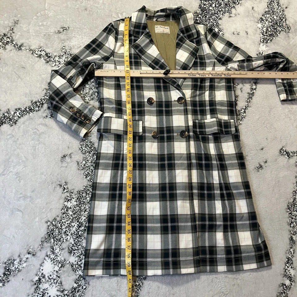 Chaqueta Mujer We The Free People Talla M Freddie Longline Blazer Cuadros Gris Oliva Foto 3 de 4