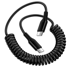 Android Auto USB C to USB C Cable 3FT Type C Fast Charging Coiled Samsung Charge