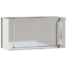 Kitchen Wall Cabinet with Sliding Doors Storage Cabinet Stainless Steel vidaXL