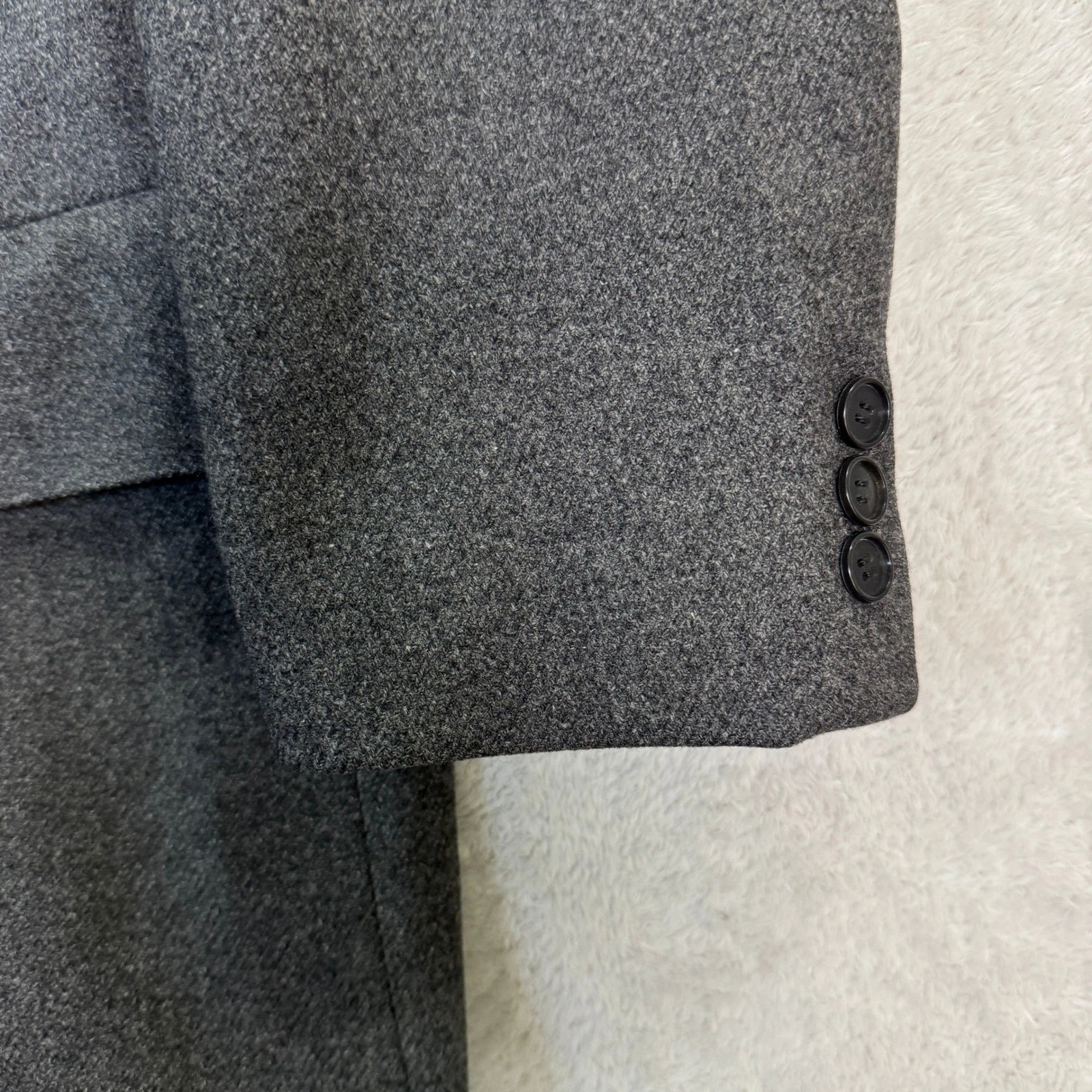 Vintage Bloomingdales E Thomas Mens 42L Charcoal Grey Wool Overcoat Heavy Casual - product detail image 3