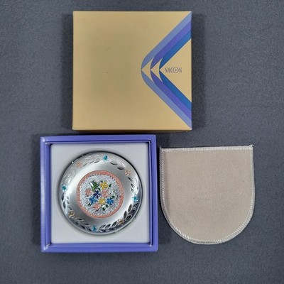 NACON Convertible Compact Mirror New In Box Japan Floral Silver Tone MCM