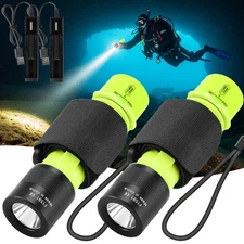 High Lumens Scuba Diving Flashlight Underwater 80ft Waterproof Dive Torch Light
