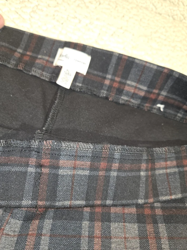 Женские леггинсы в клетку пулон размер XL Rafaella комфортные серые черные ржавчина опрятные - Изображение 4 из 4