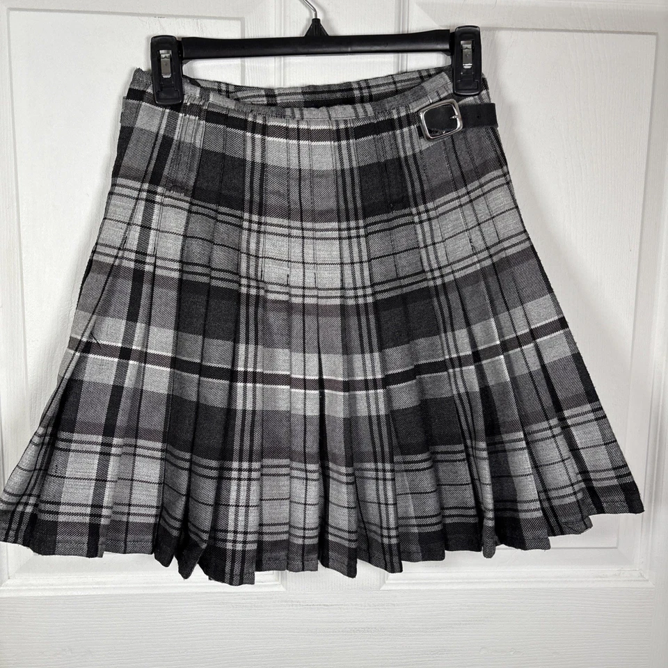 "The Kilt Negro Gris Tejido Tartán Escocés Tradicional 25"" Cintura 17"" Largo Cuadros" Foto 2 de 4