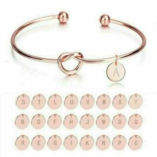 Letter Flower Initial Knot girl Bridesmaid Bangle Monogram Personalized Bracelet