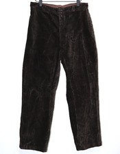 French 1940s Dark Brown Thick Corduroy Work Chore Pants UNIC W32 Made in France