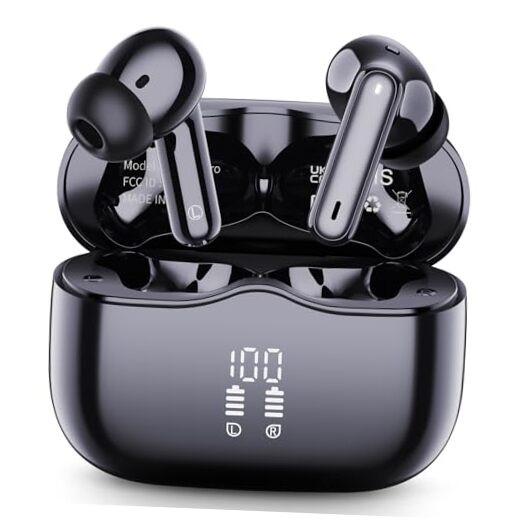 2025 Bluetooth 5.4 Wireless Earbuds with 4 ENC Deep Black Noise Cancelling-image