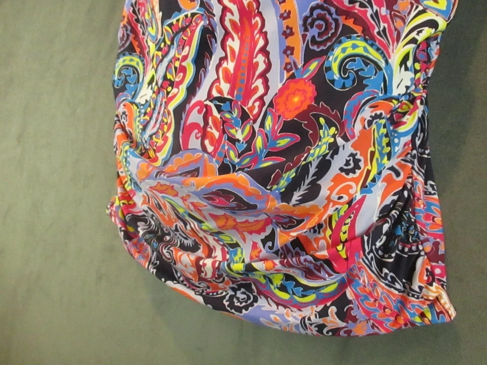 Anne Cole Tankini Swim Top Womens 18W Multi Paisley Ruched Padded Plus Size - Image 4 of 4