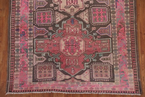 Vintage Tribal Geometric Wool Dark Brown Hand-knotted Traditional Area Rug 5x11 - Picture 6 of 21