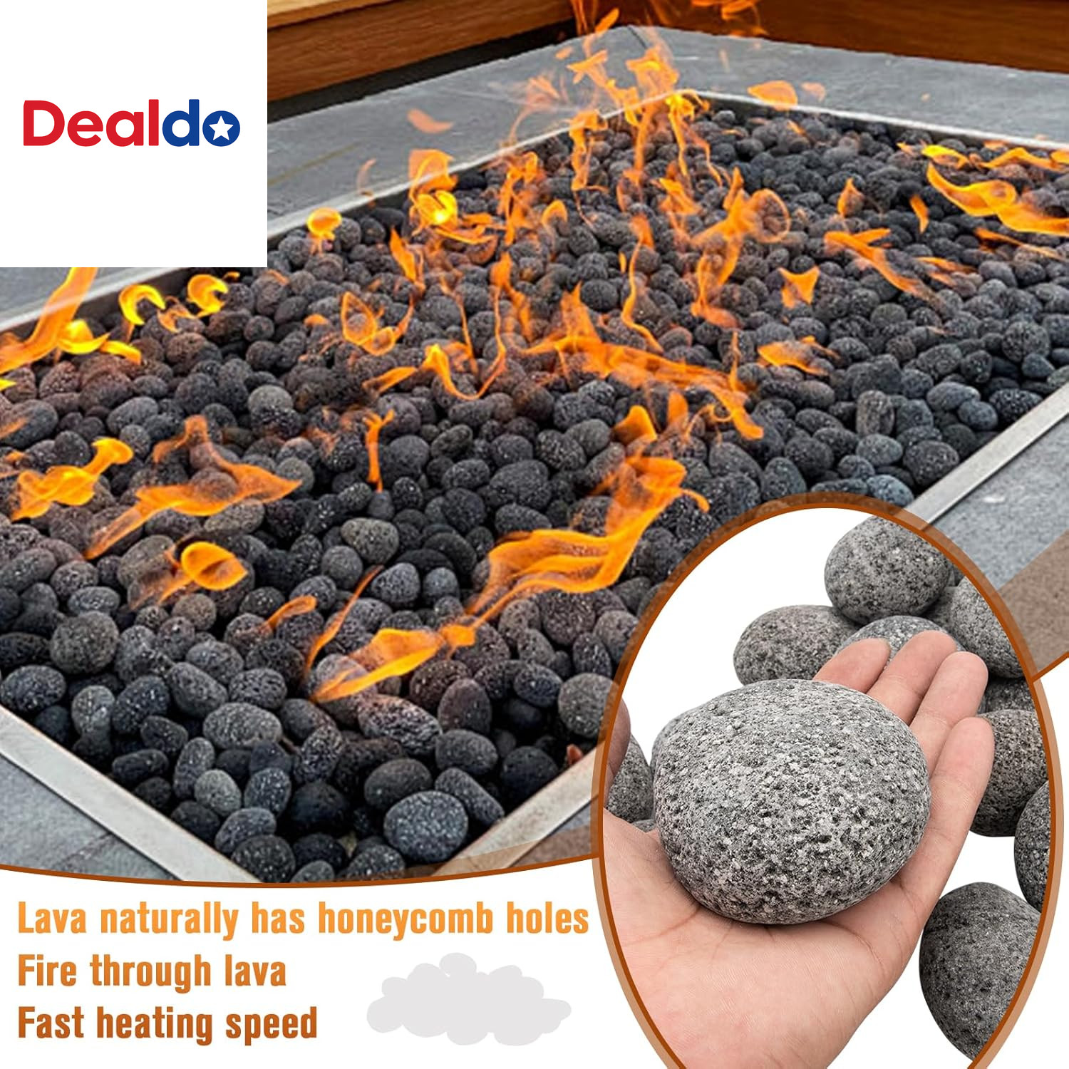 Black Lava Rocks for Fire Pit,2"-3" Natural Lava Stones, Black Lava Rocks for Fi