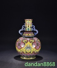 12"China Qing Dynasty Qianlong pastel porcelain Wealth ruyi Vase bottle pot zun