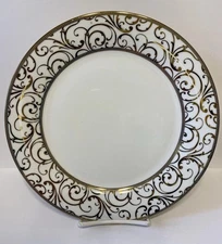 4- NEW GOLD DINNER PLATES CIROA LUXE VELUTO SCROLL SET OF 4 METALLIC 10 5/8