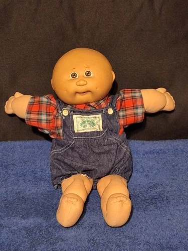 VTG Cabbage Patch Preemie '83 Black Signature Bald Boy Orig Outfit Brown Eyes