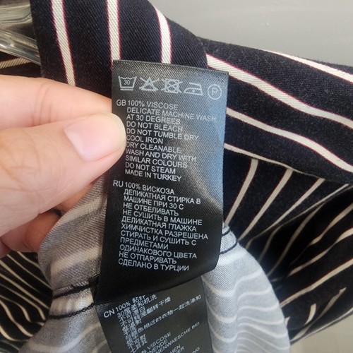 Reiss Men's Black Striped Slim Fit Long Sleeve Button Up Shirt Size Large - Picture 5 of 5