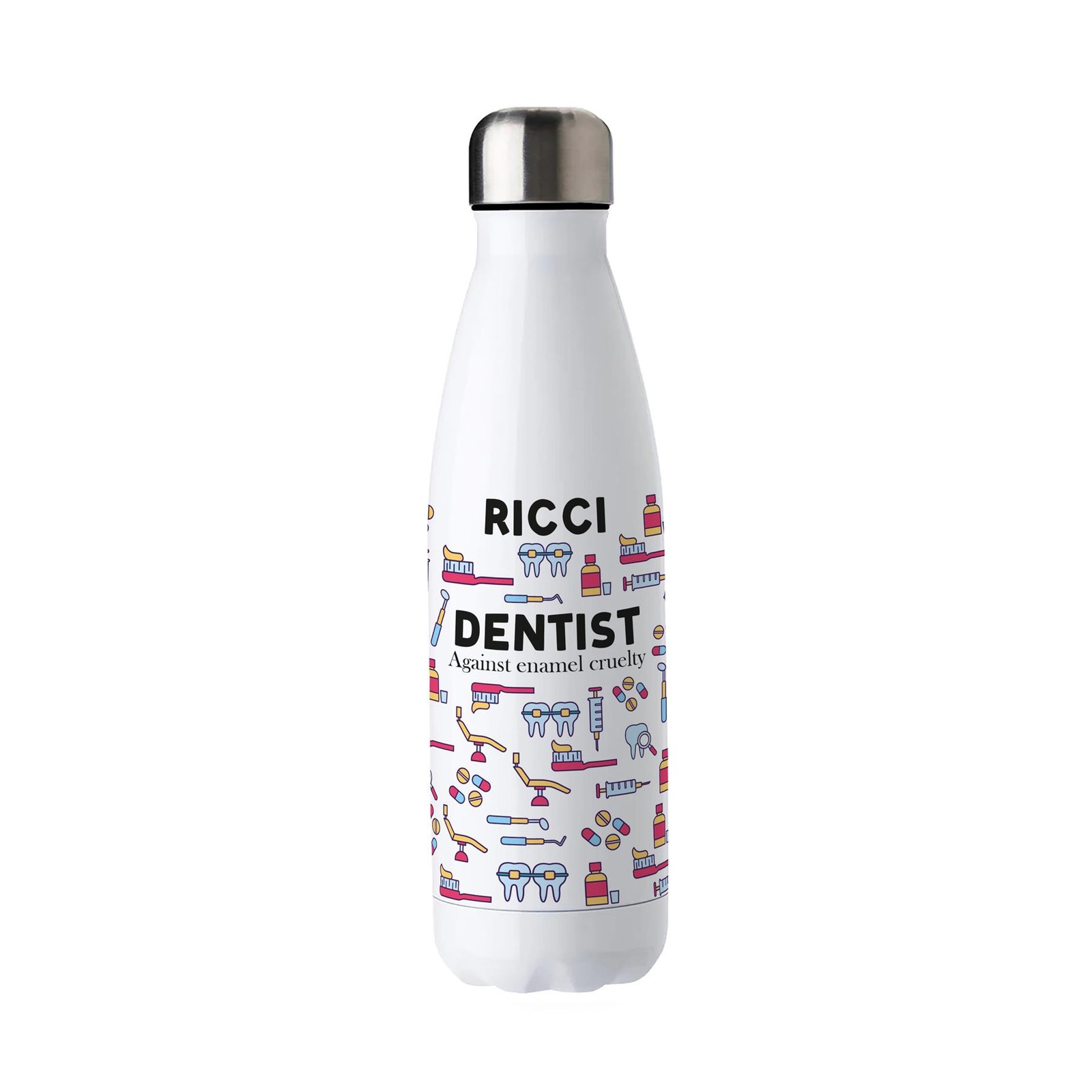 Personalised Dentist Water Bottle - Reusable Stainless Steel On the Go Gift