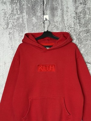 KITH Red Hoodie Center Box Logo Embroidered Men's Size L | eBay