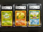 1999 Pokemon Base Set Bulbasaur, Charmander, Squirtle CGC 9 / 8