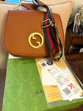 Brown Leather Crossbody Bag Green/Red Web Strap, Dust Bag & Box