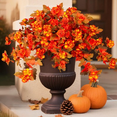 Fall Flowers for Outdoors, 2 PCS Fake Fall Flowers UV Resistant Fake Autumn A...