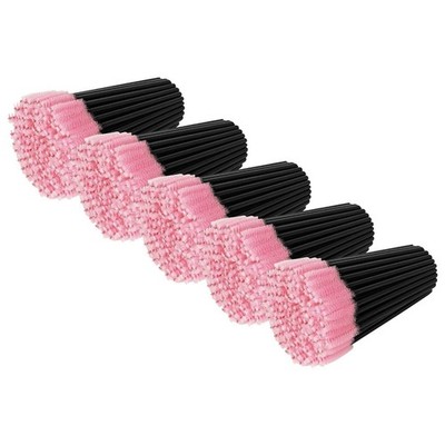 Tifanso 500PCS Disposable Lash Spoolies, Eyelash Eyebrow Brush Black + Pink 
