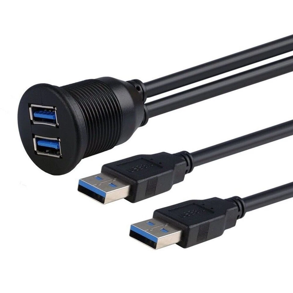 Dual USB 3.0& 3.5mm Auto Boot LKW Armaturenbrett Unterputzkabel AUX Verlängerung - Bild 4 von 4