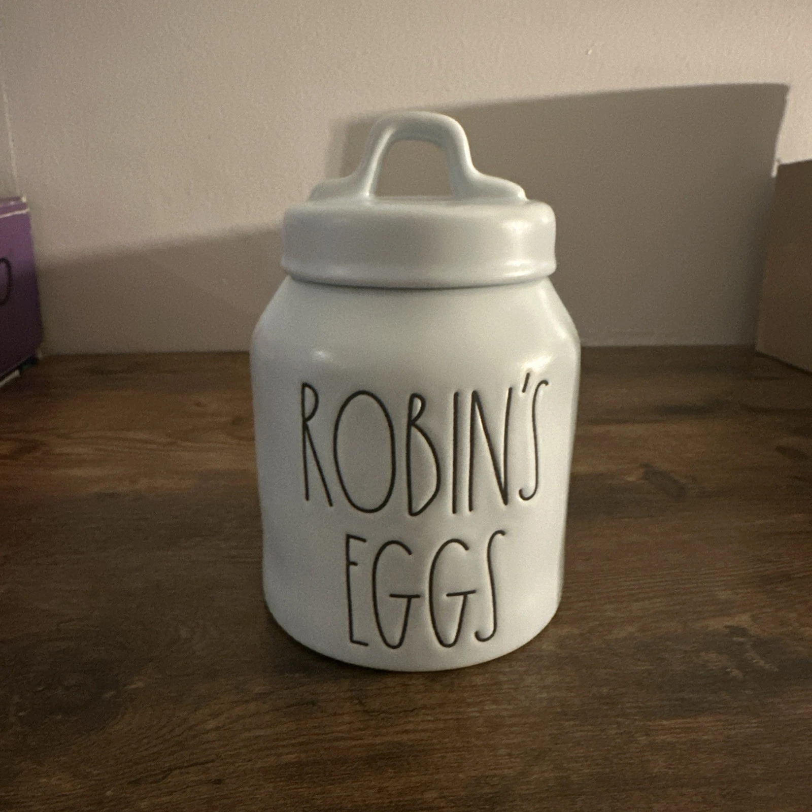 Rae Dunn Artisan Collection Blue ROBIN’S EGG Lidded Ceramic Canister