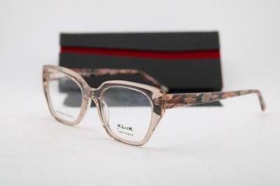 NEW KLIIK DENMARK 783 S314 CLEAR BROWN MARBLE PINK AUTHENTIC EYEGLASSES 48-18