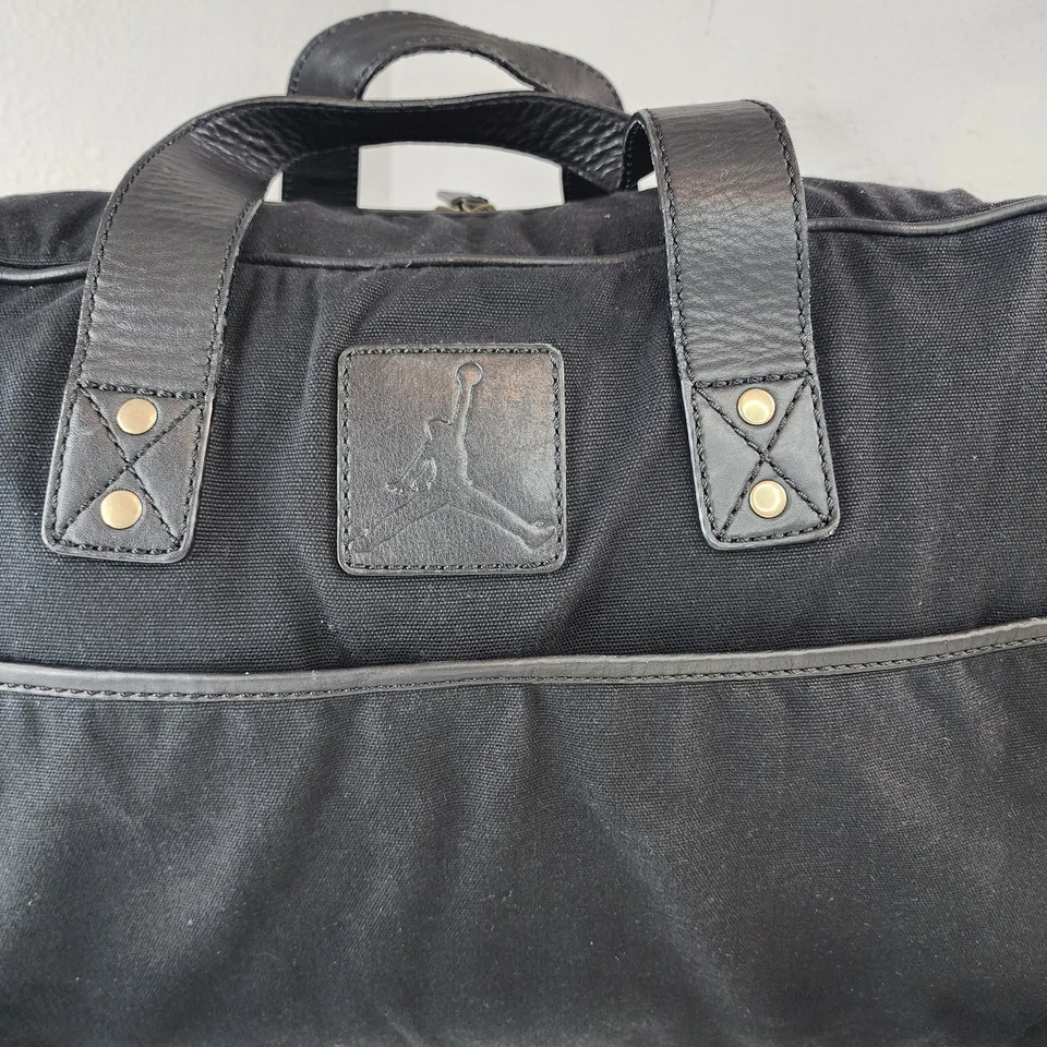 РЕДКАЯ спортивная сумка Jordan Brand x Cole Haan черная кожаная холщовая с коллаборацией Weekender - Изображение 2 из 4