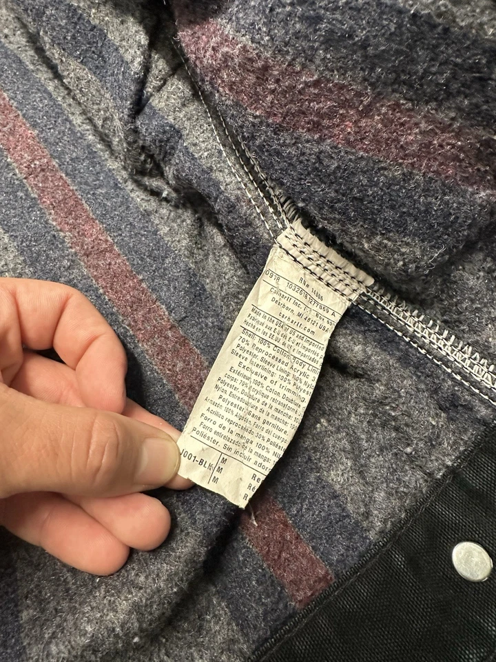 J001 BLK distressed Carhartt Detroit Jacket, Size medium, MADE IN USA - Image 4 of 4