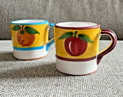 2 kleine Kaffee Espresso Tee Tassen Whittard of Chelsea handbemalt Italien Obst