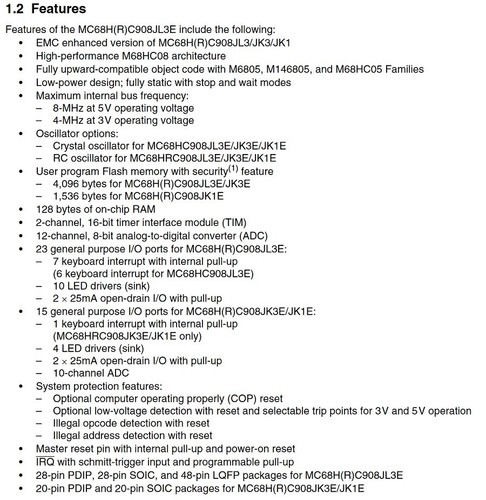 MCR908JL3ECPE  IC MCU 8BIT 4KB FLASH 28DIP ***NEW*** QTY=2 - Bild 2 von 4