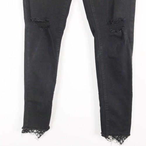 Just Black Womens Size 26 Black Lace Bottom Ripped Skinny Jeans Cotton Stretch - Picture 7 of 11