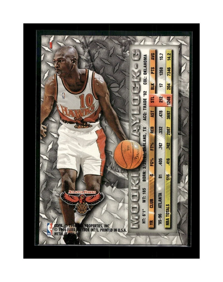 Mookie Blaylock #1 1996-97 Metal Atlanta Hawks Basketball - Image 2 of 2