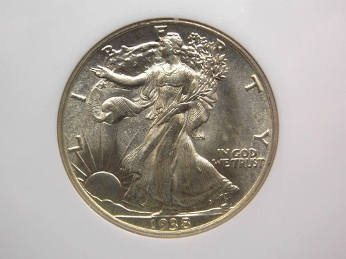 1938 "P" Walking Liberty SILVER Half Dollar 50c NGC MS65 #010 GEM BU Unc ECC&C