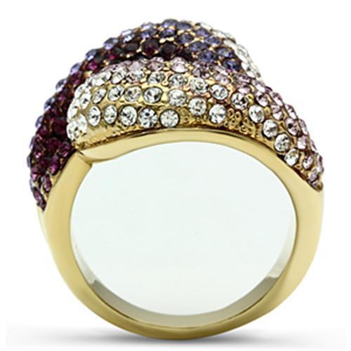 Gold multicolored ring crystal 18kt amethyst tanzanite cocktail gl306 - Picture 2 of 3
