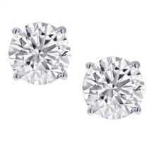 1/3ct Round REAL Diamond Stud Earrings set in 14K White Gold