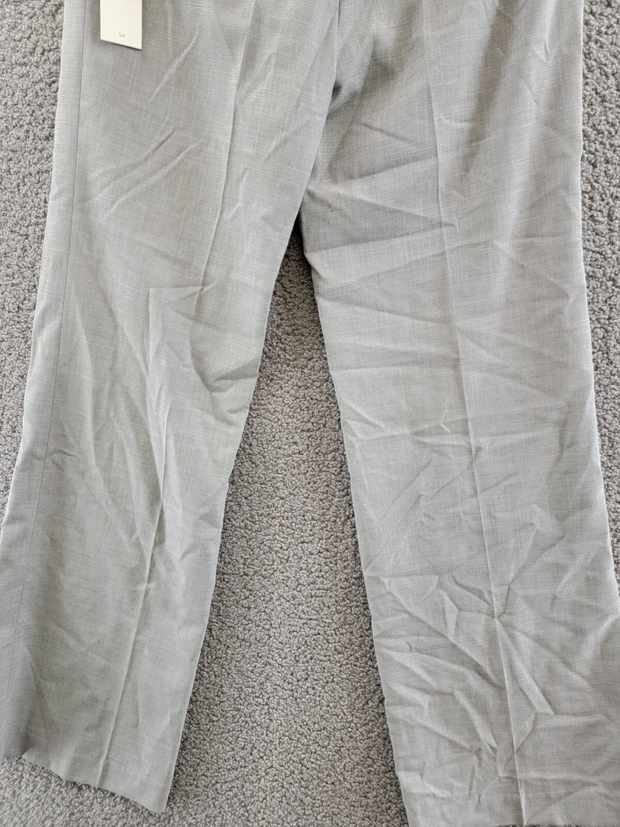 Calvin Klein Wide-Leg Pleated Pants Women's 2 Heather Grey