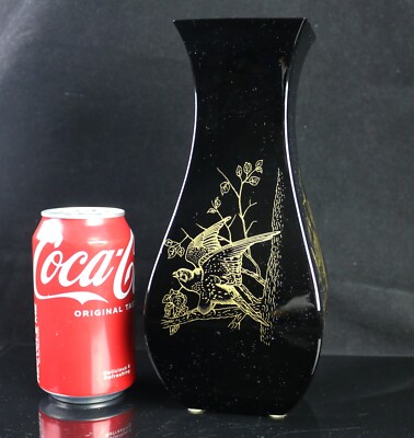 Baccarat Crystal Japonisme Black Opaline Glass Bird Vase | eBay
