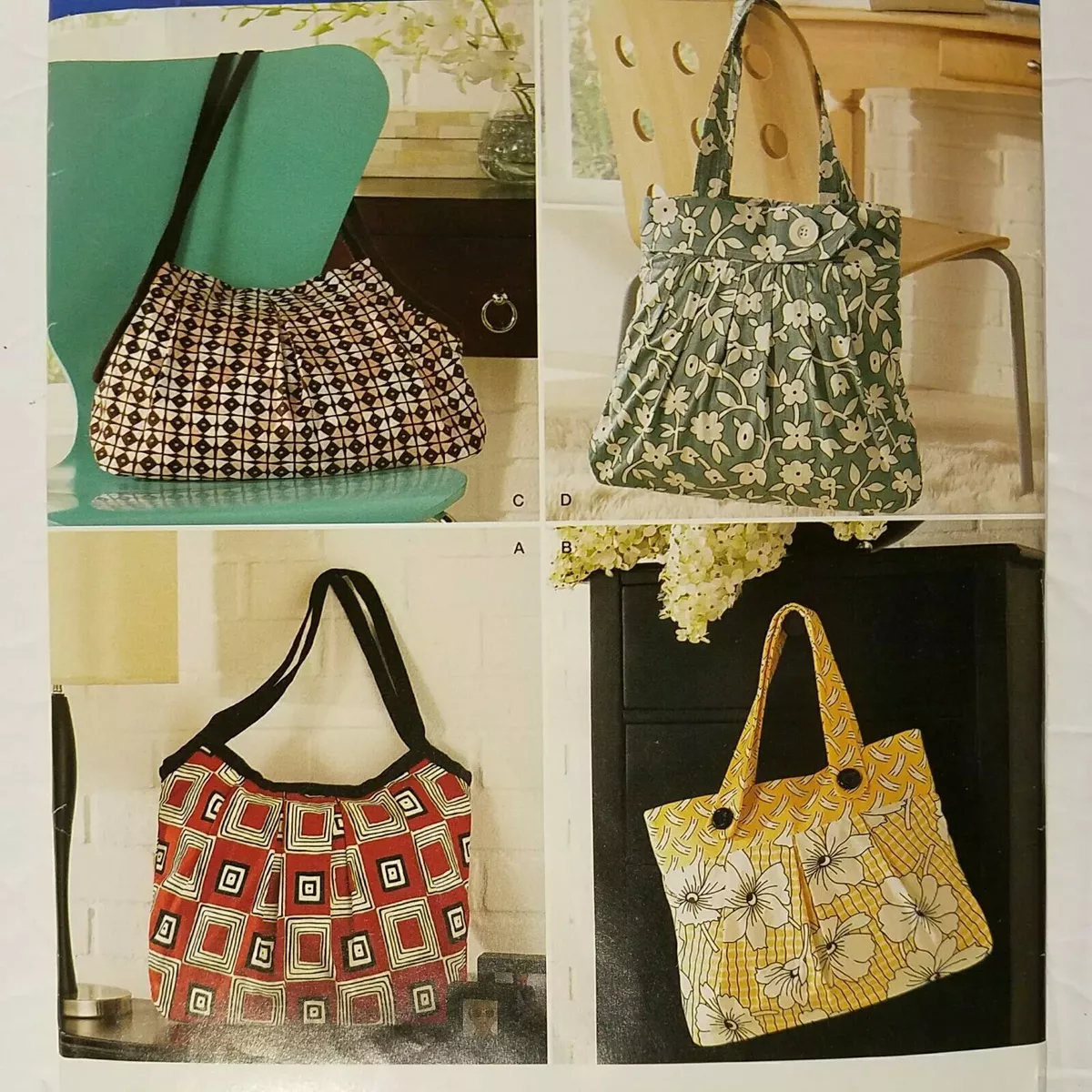 SIMPLICITY 0578 Totes Shoulder Hobo BAGS by Elaine Heigl Sewing Pattern  PART CUT